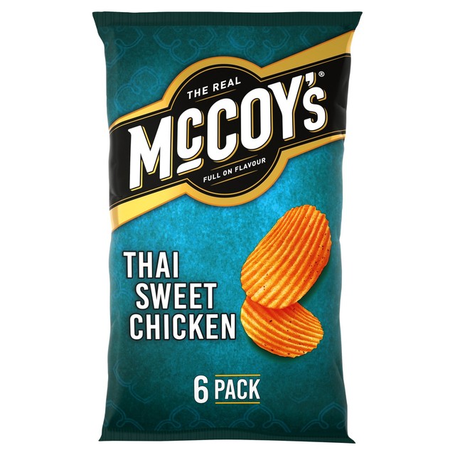 McCoy's Thai Sweet Chicken crisps 6 pack, imported from the UK
