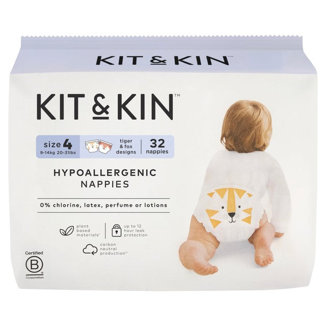Kit & Kin hypoallergenic nappies size 4 (9-14kg), UK version