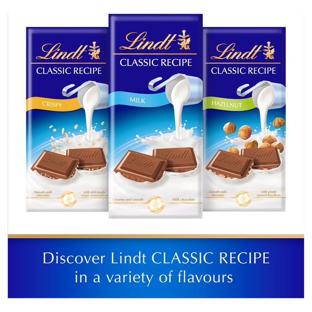 Lindt classic recipe milk chocolate bar 100g, UK version