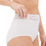 M&S Womens Collection Cotton Lycra & Lace Full Briefs, 5 Pack, 14, White