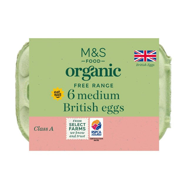 M&S organic free range medium eggs, imported from the UK