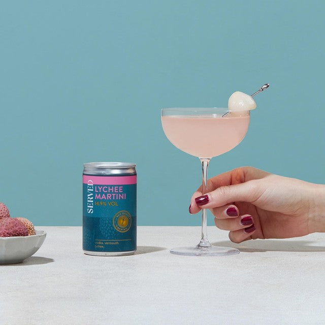 Served lychee martini canned cocktail 125ml (British brand)