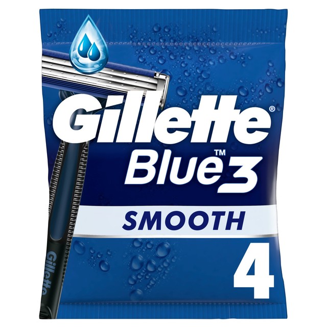 Gillette Blue 3 Smooth Disposable Razors 4 Pack, UK version