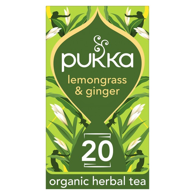 Pukka lemongrass and ginger herbal tea x20 tea bags imported from the UK