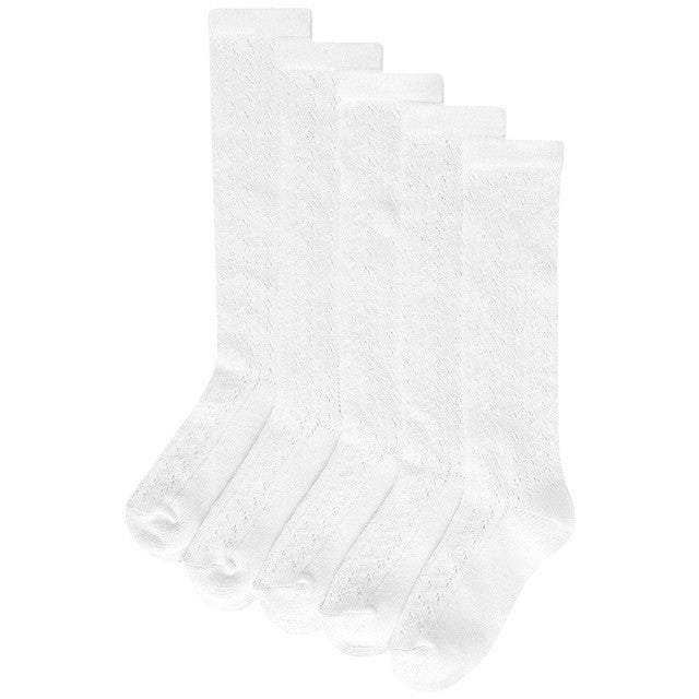 M&S Butterfly Knee High Socks White 6-8.5, imported from the UK
