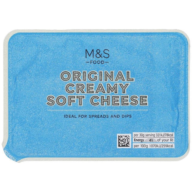 M&S full fat soft cheese 250g, imported from the UK