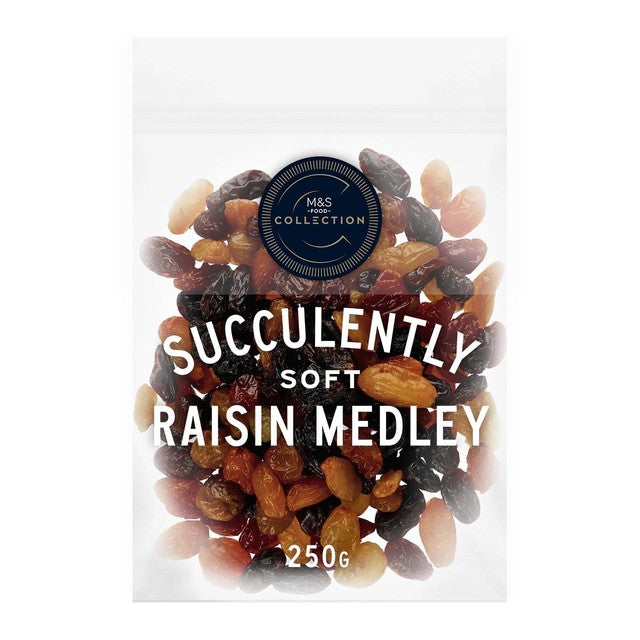 M&S soft raisin medley 250g, imported from the UK