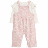 M&S wide leg flower dungaree set pink 9-12 months, imported from the UK