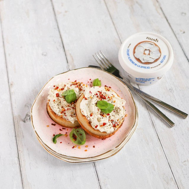 Nush almond cream cheese style spread 150g, imported from the UK