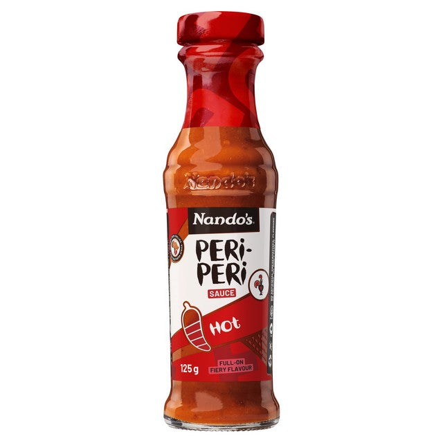 Nando's Hot Peri-Peri Sauce 125g, imported from the UK