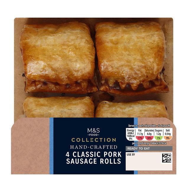 M&S classic pork sausage rolls 188g, imported from the UK