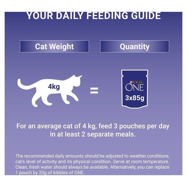 Purina One chicken and beef wet cat food 8x85g, imported from the UK
