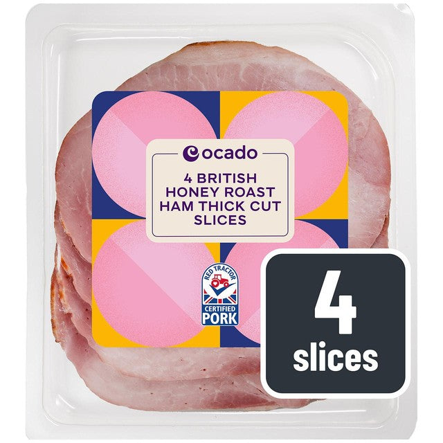 Ocado honey roast ham thick cut 4 slices, imported from the UK