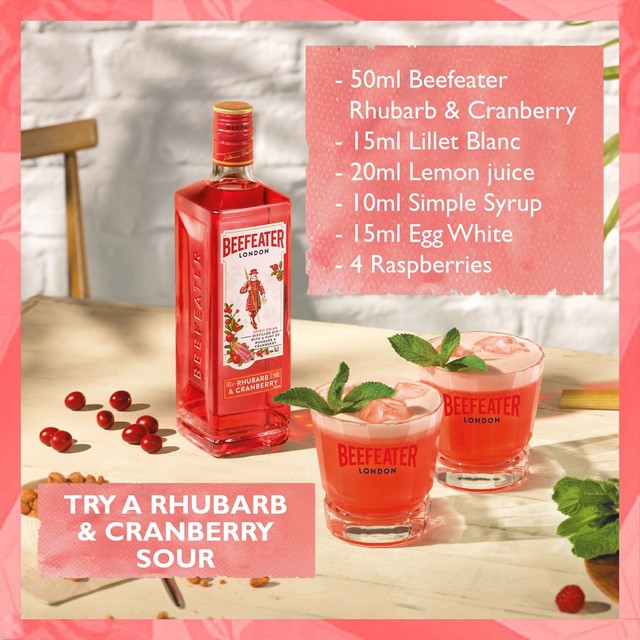 Beefeater Rhubarb & Cranberry Flavoured Pink Gin 70cl - British product