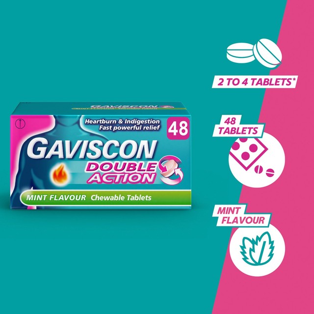 Gaviscon mint flavour chewable tablets 48 pack - British product