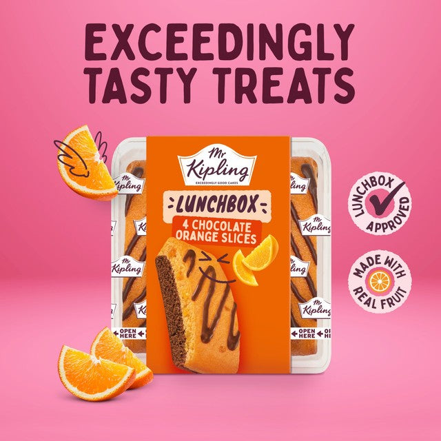 Mr Kipling chocolate orange cake slices 4 pack, imported from the UK