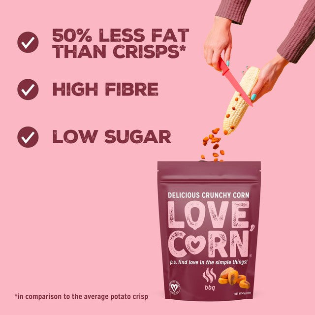 Love Corn BBQ crunchy corn snack 45g, UK version