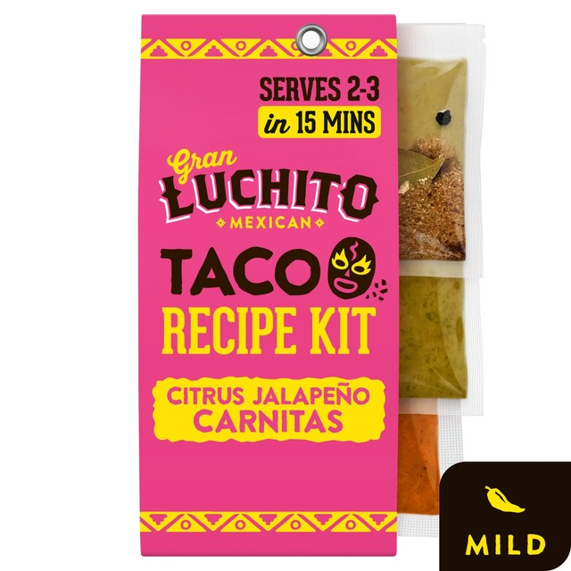Gran Luchito citrus jalapeno carnitas taco recipe kit 270g, UK version