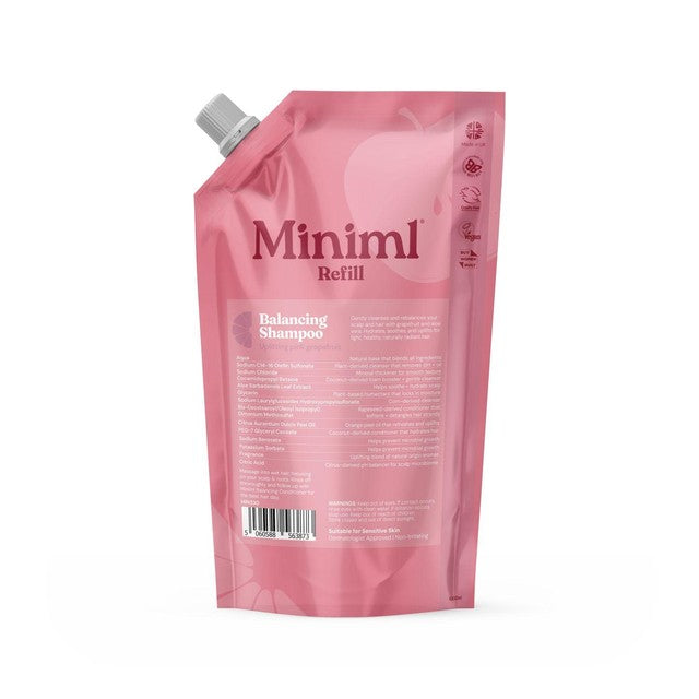 Miniml shampoo Pink Grapefruit & Aloe Vera Refill 1L, imported from the UK