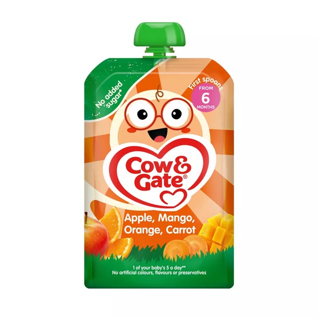 Cow & Gate apple mango orange carrot baby food pouch 100g - British product