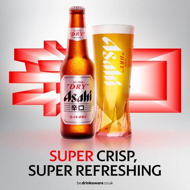 Asahi Super Dry beer 4 x 330ml bottles - British product
