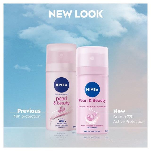 Nivea Pearl & Beauty anti-perspirant deodorant spray 35ml, imported from the UK