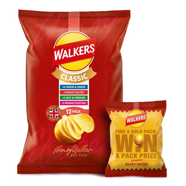Walkers Classic Variety crisps multipack with 12 packs (British brand)