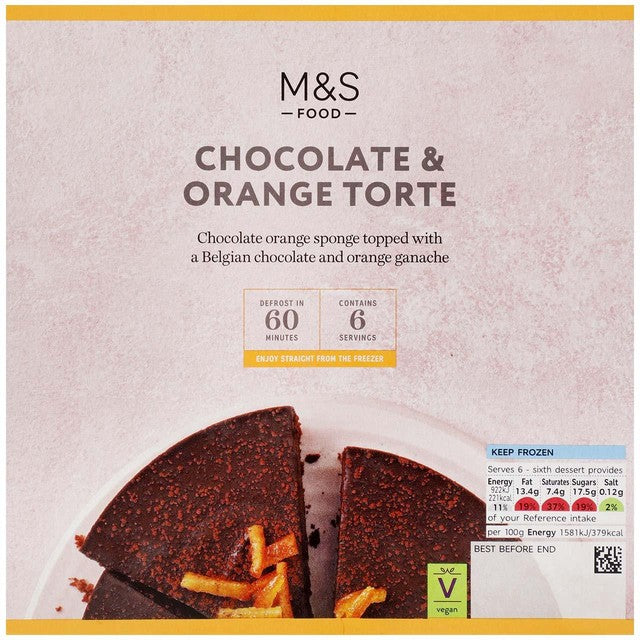 M&S chocolate orange torte 350g, imported from the UK