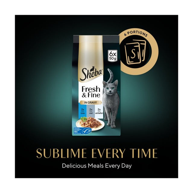 Sheba Fresh & Fine Cat Pouches with Tuna & Cod & Whitefish in Gravy