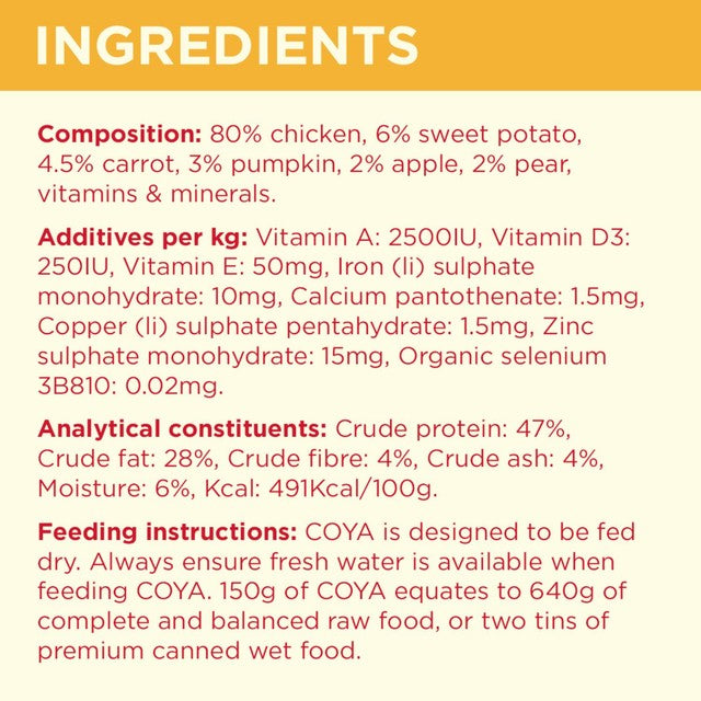 Coya Freeze-Dried Raw Puppy Food Chicken 150g - British product