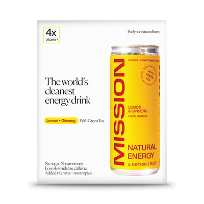 MISSION Natural Energy Lemon & Ginseng Energy Drink 4 x 250ml