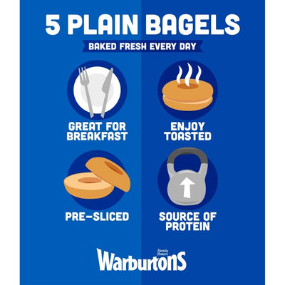 Warburtons Plain Sliced White Bagels 5 Pack