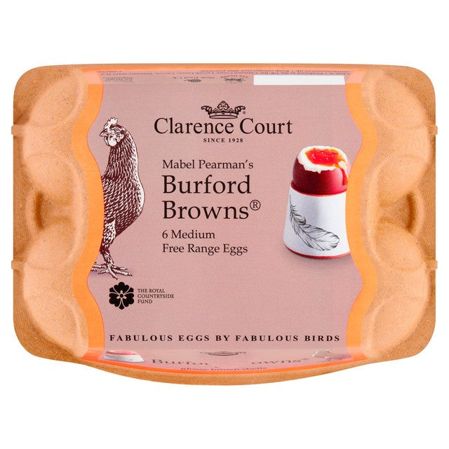Clarence Court Burford Brown medium free range eggs 6 pack - British product
