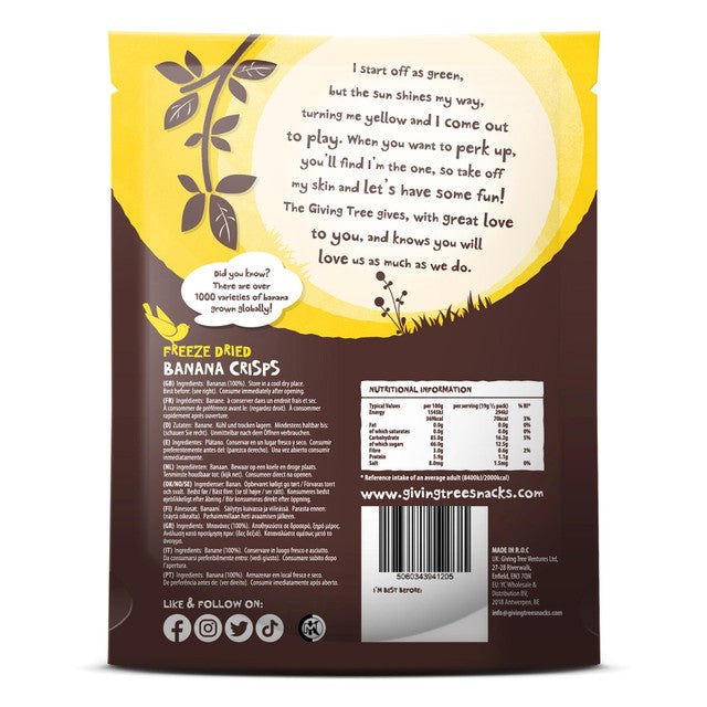 Giving Tree Freeze Dried Banana Crisps 18g, UK version