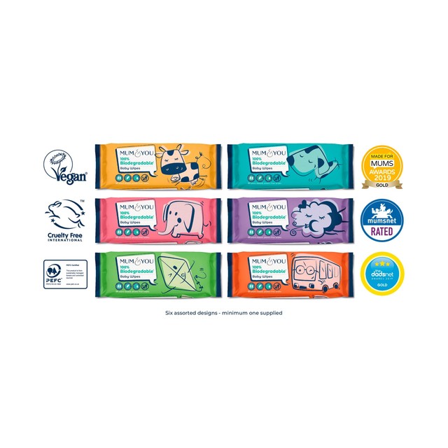 Mum & You biodegradable baby wipes jumbo pack, imported from the UK