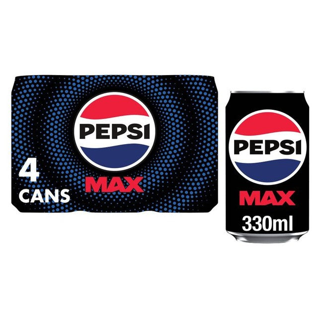 Pepsi Max Original cola drink 4 x 330ml, imported from the UK