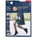 M&S 15 denier sheer tights Rose Quartz 2 Pack Large, imported from the UK