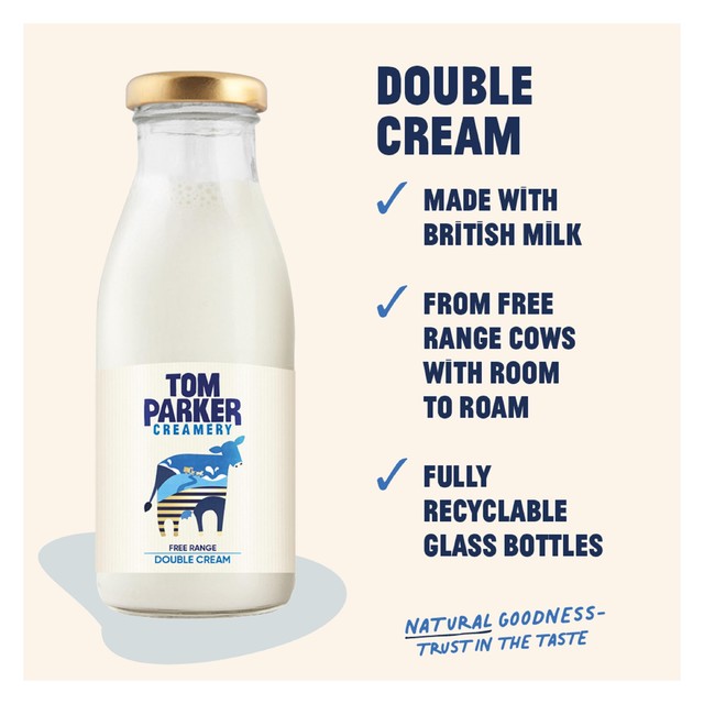 Tom Parker fresh pasteurised double cream 250ml (British brand)