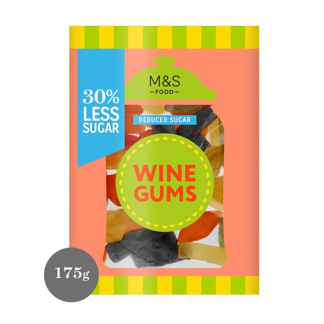 M&S 30% Reduced Sugar Wine Gums 175g, imported from the UK