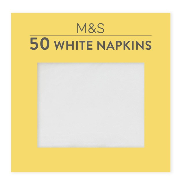 M&S white paper napkins 50 pack, imported from the UK