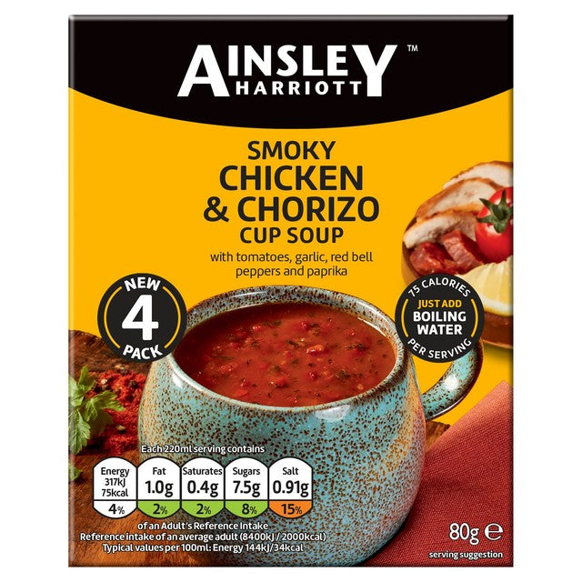 Ainsley Harriott smoky chicken and chorizo cup soup 80g - British product