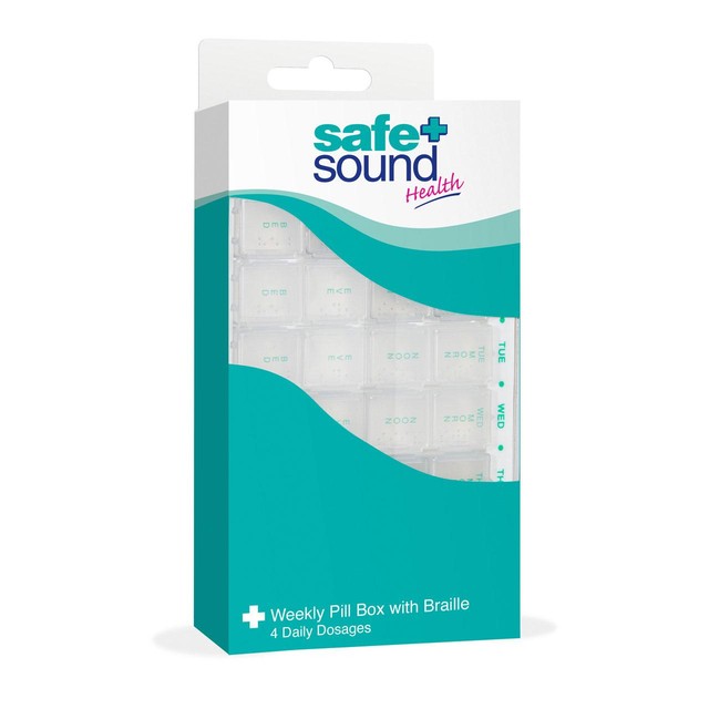 Safe & Sound weekly pill organiser, 17cm x 10cm x 2cm (British brand)