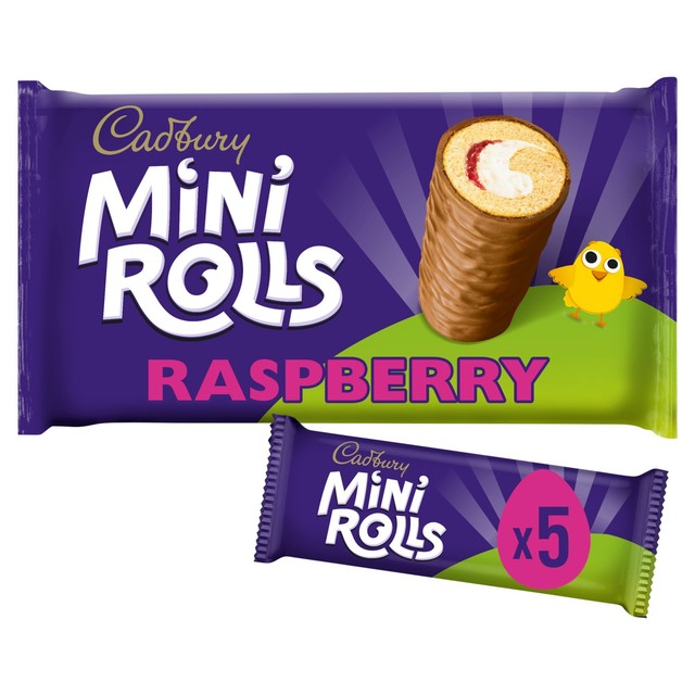 Cadbury raspberry mini rolls pack of 5 - British product