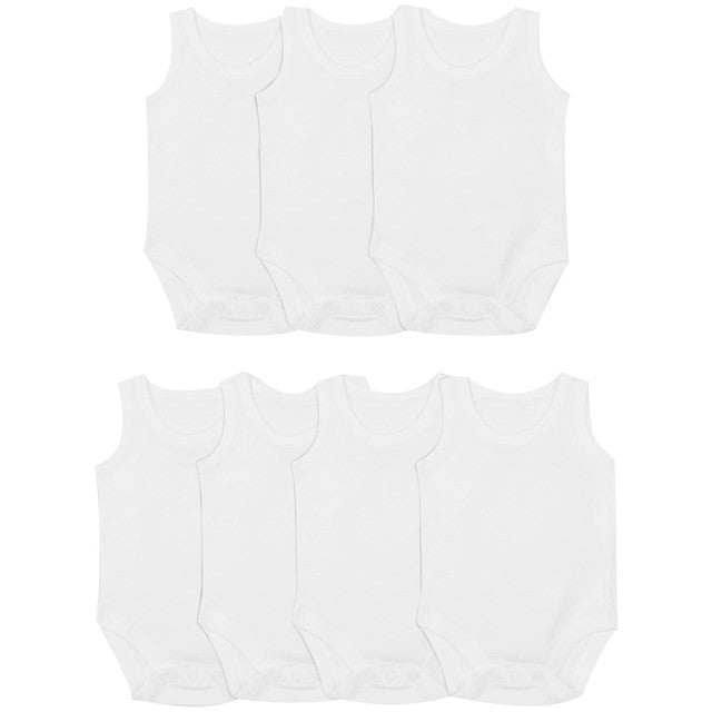 M&S cotton sleeveless white bodysuits for 2-3 years, imported from the UK