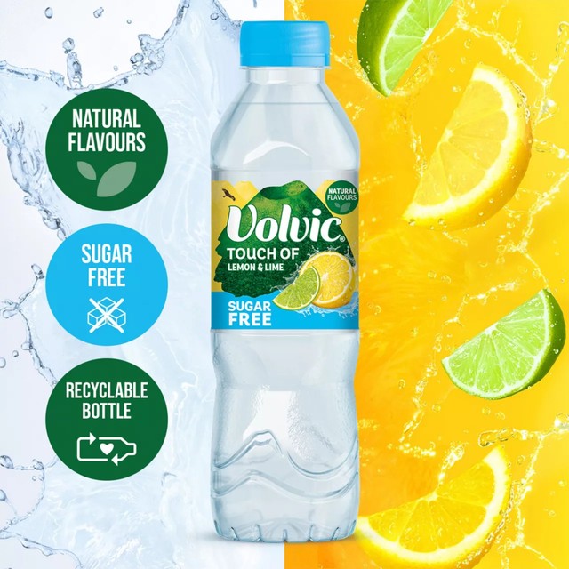 Volvic lemon lime sugar-free flavoured water 6x500ml multipack (British brand)