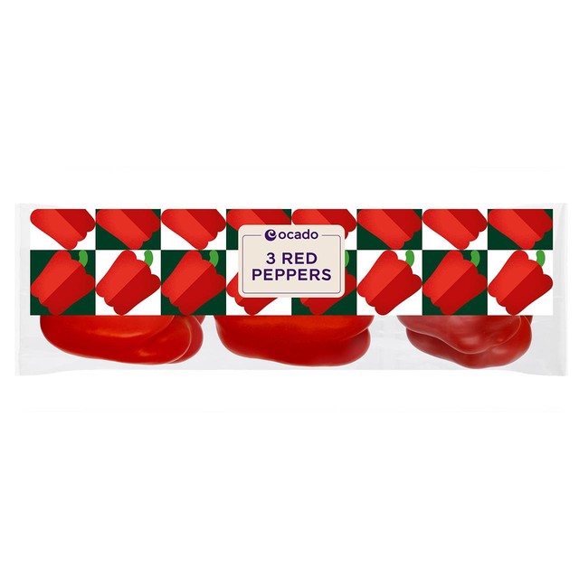 Ocado red peppers 3 pack, imported from the UK