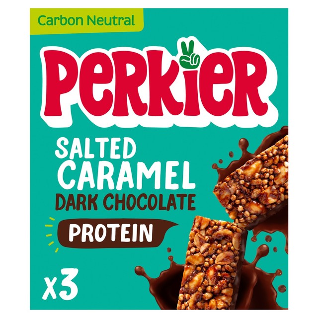 Perkier salted caramel & dark chocolate vitamin bars 3 x 37g, imported from the UK
