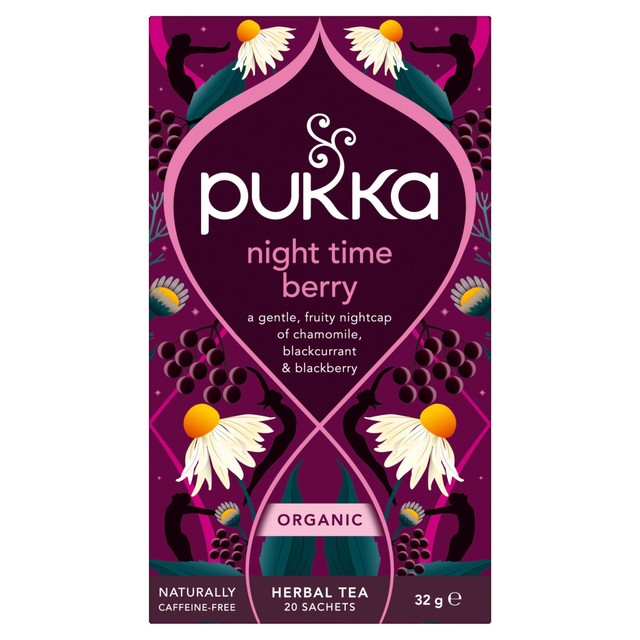 Pukka Herbs Night Time Berry Herbal Tea Bags x20, imported from the UK