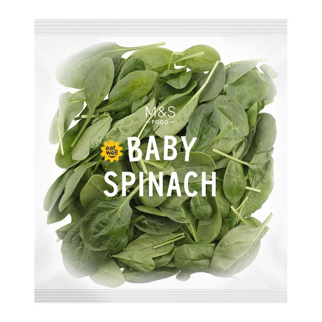 M&S baby spinach washed and ready to cook 80g, imported from the UK