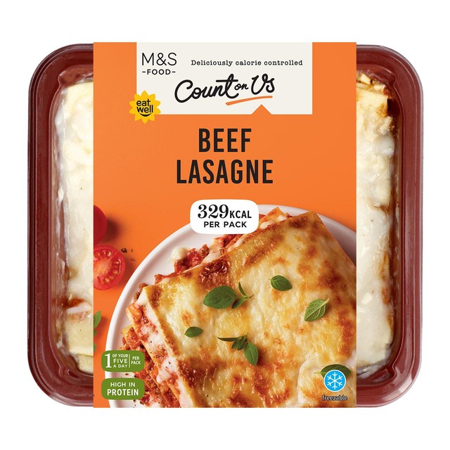 M&S beef lasagne ready meal 365g, imported from the UK